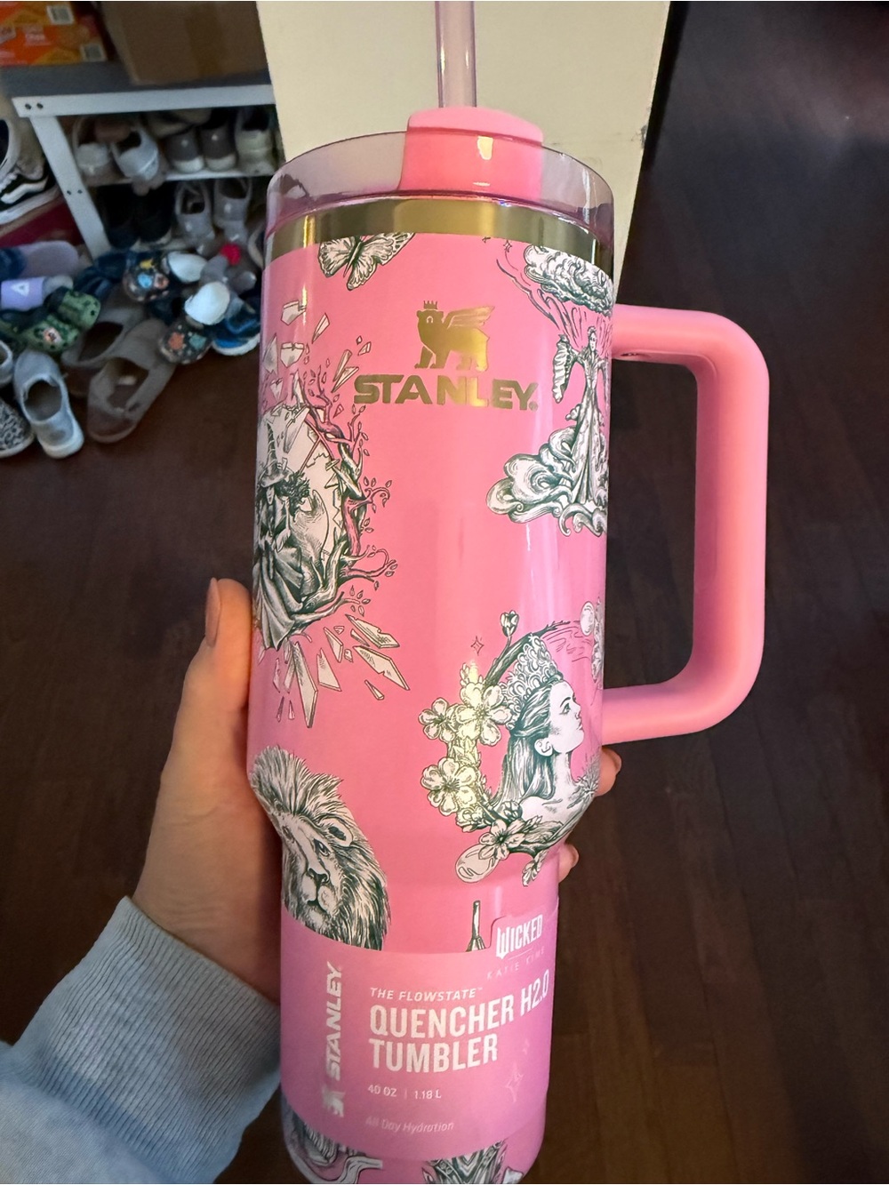 Stanley Pink Wicked Floral Graphic Quencher Tumbler with Gold Logo
